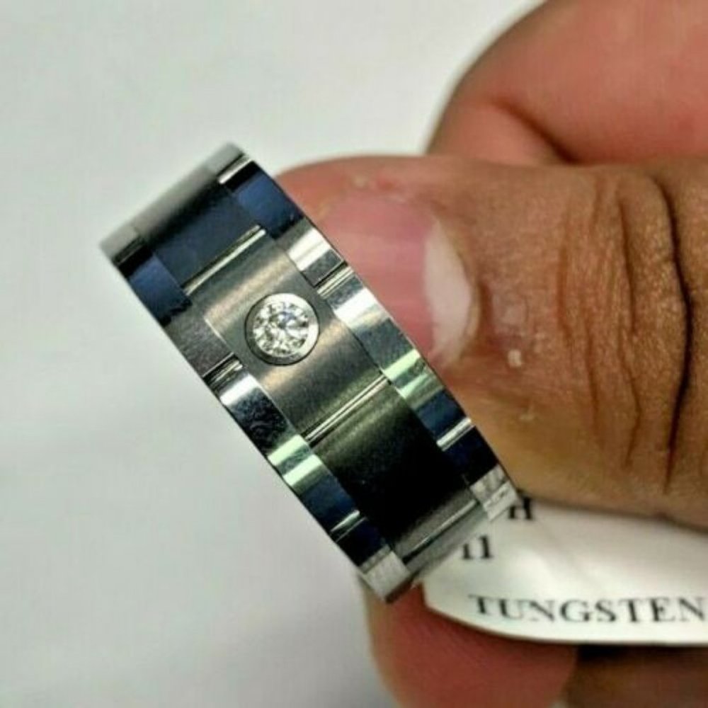 Triton Tungsten Men's single Diamond Wedding band